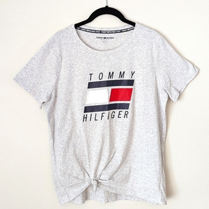 Tommy Hilfiger Women's Short Sleeve Light Airy Tie Front Tee Shirt, L‎